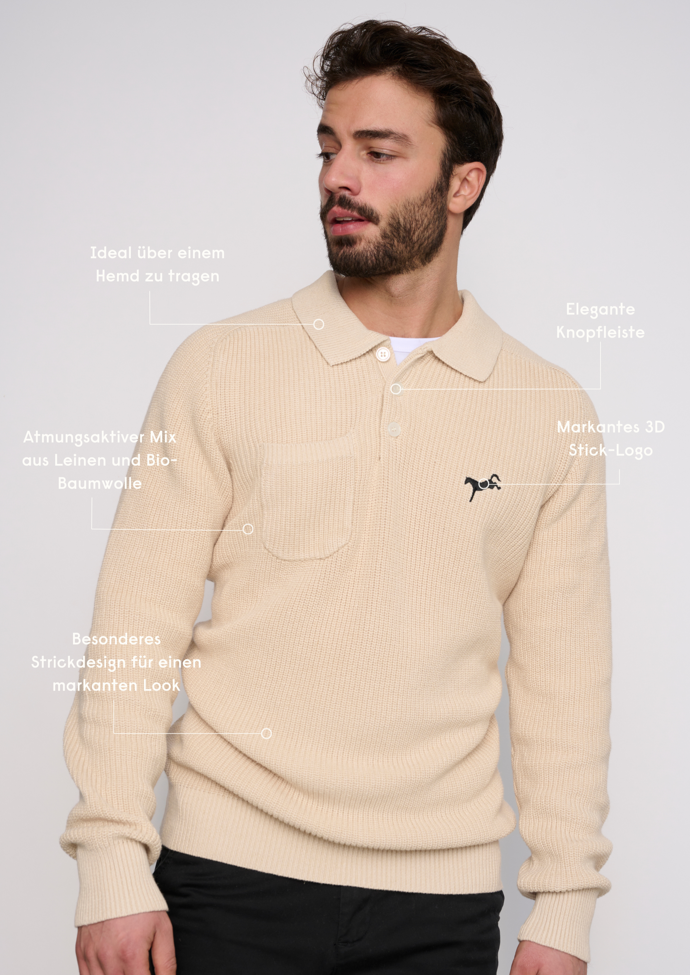 Pullover Caletto I im Polo-Design